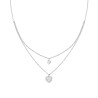 COLLANA DUE FILI CATENA FORZATINA DIAMANTATA CON CUORI E CRYSTAL BIANCHI IN ACCIAIO E OTTONE