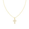 COLLANA CATENA FORZATINA DIAMANTATA E CROCE CON CRYSTAL BIANCHI IN ACCIAIO E OTTONE COLORE ORO
