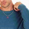 COLLANA CATENA VENEZIANA TONDA CON TIMONE SMALTO ROSSO E BLU IN ACCIAIO