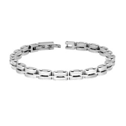 BRACCIALE UOMO MAGLIA IMPERNIATA IN ACCIAIO