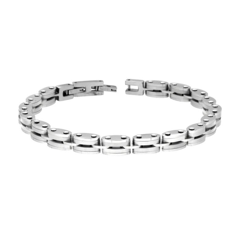 BRACCIALE UOMO MAGLIA IMPERNIATA IN ACCIAIO