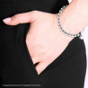 BRACCIALE CATENA PALLINE LISCE MM 8 CON CUORE BOMBATO PENDENTE IN ACCIAIO