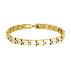 BRACCIALE UOMO MAGLIA IMPERNIATA DETTAGLI COLORE ORO IN ACCIAIO