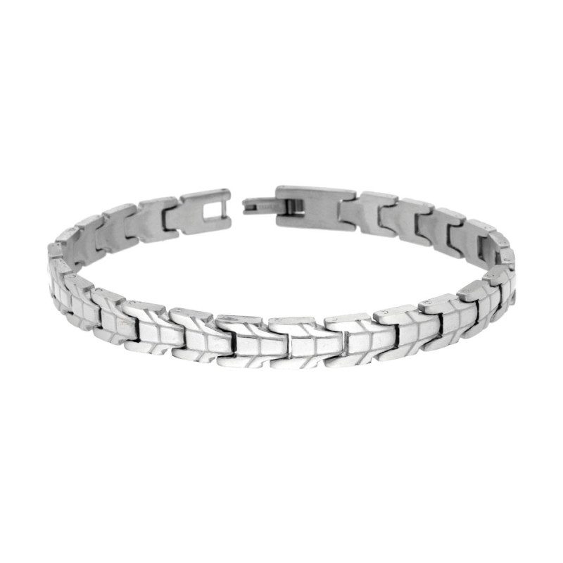 BRACCIALE UOMO MAGLIA IMPERNIATA IN ACCIAIO