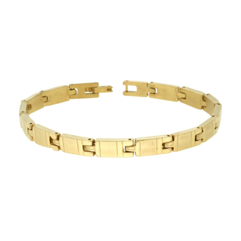 BRACCIALE UOMO MAGLIA IMPERNIATA IN ACCIAIO COLORE ORO