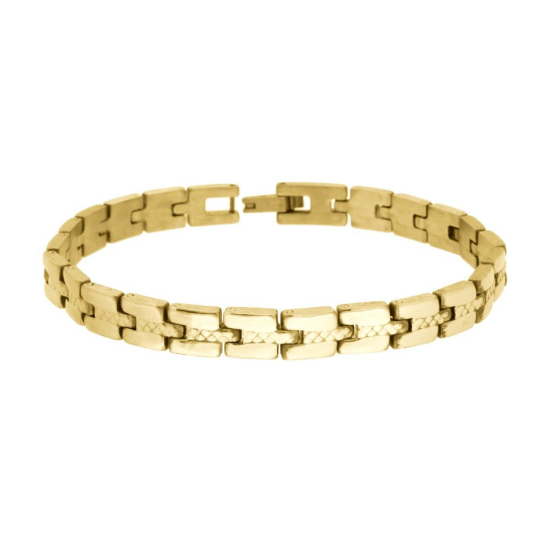 BRACCIALE UOMO MAGLIA IMPERNIATA IN ACCIAIO COLORE ORO