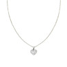 COLLANA CATENA FORZATINA DIAMANTATA CON CUORE BOMBATO E CRYSTAL BIANCHI IN ACCIAIO