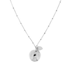 COLLANA CATENA FORZATINA DIAMANTATA CON PALLINE CM 90 CHIAMA ANGELI CON CUORE IN ACCIAIO