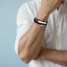 BRACCIALE UOMO MULTIFILO IN ECOPELLE MARRONE CON TARGHE IN ACCIAIO