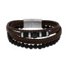 BRACCIALE UOMO MULTIFILO IN ECOPELLE MARRONE CON PALLINE E ACCESSORI NERI IN ACCIAIO