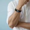 BRACCIALE UOMO MULTIFILO IN ECOPELLE NERO CON ANCORA IN ACCIAIO