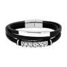BRACCIALE UOMO MULTIFILO IN ECOPELLE NERO CON TARGHE IN ACCIAIO