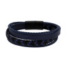 BRACCIALE UOMO MULTIFILO IN ECOPELLE BLU E NERO A TRECCE IN ACCIAIO