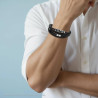 BRACCIALE UOMO MULTIFILO IN ECOPELLE NERO CON ACCESSORI IN ACCIAIO