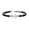 BRACCIALE UOMO MAGLIA IMPERNIATA IN LEGNO NERO E ANCORA IN ACCIAIO