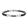 BRACCIALE UOMO MAGLIA IMPERNIATA IN LEGNO NERO E TARGA IN ACCIAIO