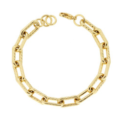 BRACCIALE CATENA FORZATINA ALLUNGATA DIAMANTATA IN ACCIAIO COLORE ORO