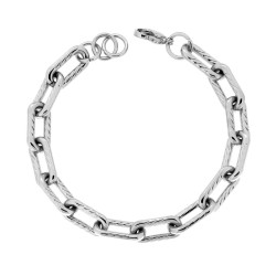 BRACCIALE CATENA FORZATINA ALLUNGATA DIAMANTATA IN ACCIAIO