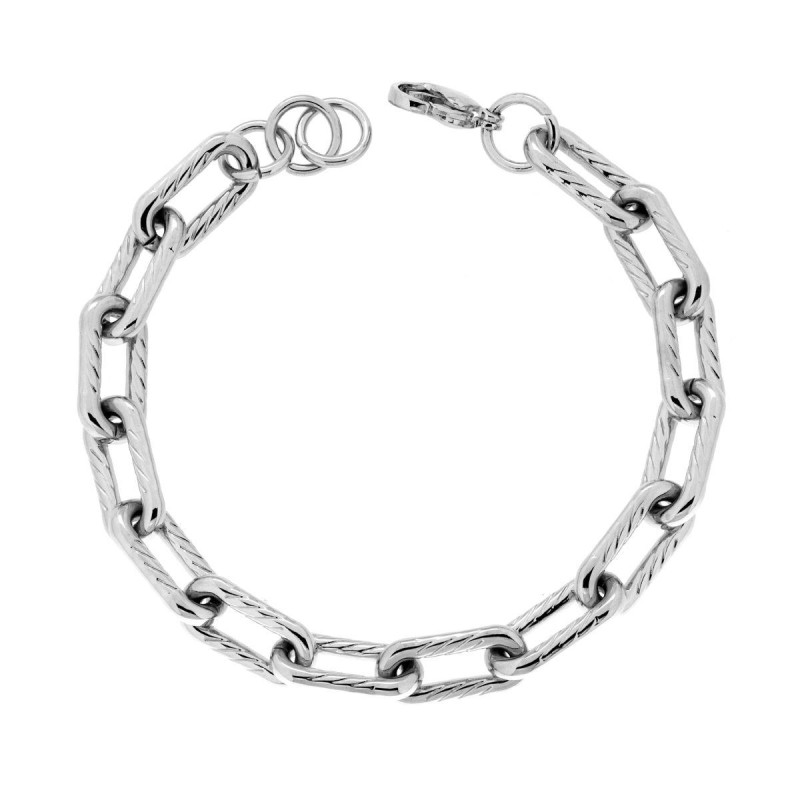 BRACCIALE CATENA FORZATINA ALLUNGATA DIAMANTATA IN ACCIAIO