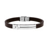 BRACCIALE UOMO IN ECOPELLE MARRONE CON TARGA E ACCESSORI IN ACCIAIO