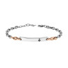 BRACCIALE UOMO CATENA MARINARA COLORE ROSA CON TARGA E ANCORA IN ACCIAIO