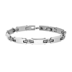BRACCIALE UOMO MAGLIA IMPERNIATA CON CILINDRETTI IN ACCIAIO