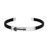 BRACCIALE UOMO SEMIRIGIDO CON RETE METALLICA NERA E TARGA CON ANCORA NERA IN ACCIAIO