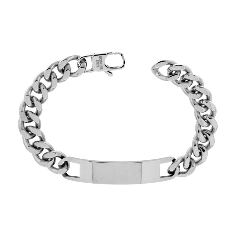 BRACCIALE UOMO CATENA GRUMETTA CON TARGA IN ACCIAIO