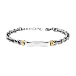 BRACCIALE UOMO CATENA A U CON TARGAE ACCESSORI COLORE ORO IN ACCIAIO