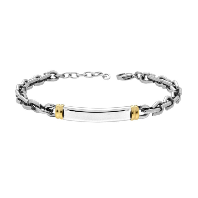 BRACCIALE UOMO CATENA A U CON TARGAE ACCESSORI COLORE ORO IN ACCIAIO