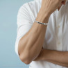 BRACCIALE UOMO MAGLIA IMPERNIATA CON TARGA NERA E CRYSTAL NERI IN ACCIAIO