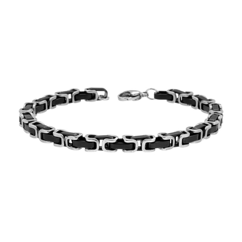BRACCIALE UOMO CATENA BIZANTINA NERA IN ACCIAIO