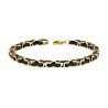 BRACCIALE UOMO CATENA BIZANTINA NERA IN ACCIAIO COLORE ORO