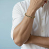 BRACCIALE UOMO CATENA BIZANTINA NERA IN ACCIAIO COLORE ORO