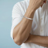 BRACCIALE UOMO CATENA VENEZIANA DIAMANTATA CON TARGA IN ACCIAIO