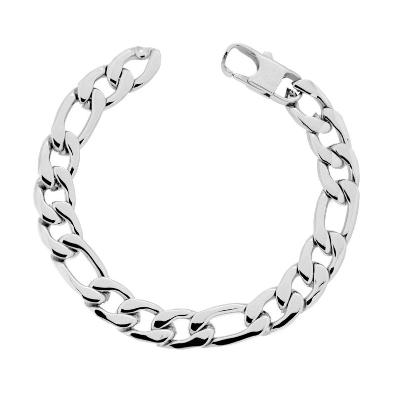 BRACCIALE UOMO CATENA FIGARO ALTERNATA 3+1 IN ACCIAIO
