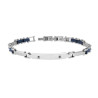 BRACCIALE UOMO MAGLIA IMPERNIATA CON CERAMICA BLU TARGA E CRYSTAL NERI IN ACCIAIO