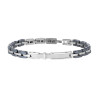 BRACCIALE UOMO MAGLIA IMPERNIATA CON CERAMICA ANTRACITE E TARGA IN ACCIAIO
