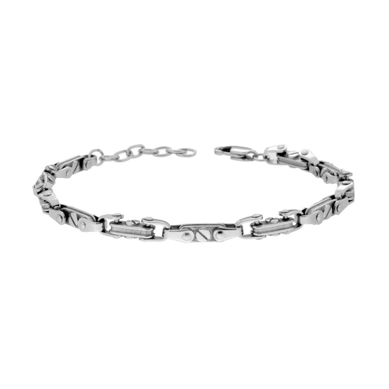 BRACCIALE UOMO MAGLIA IMPERNIATA IN ACCIAIO