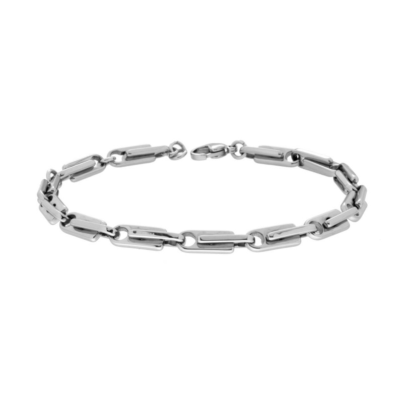 BRACCIALE UOMO CATENA PIASTRE IN ACCIAIO