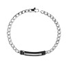 BRACCIALE UOMO CATENA GRUMETTA CON TARGA NERA E CRYSTAL NERO IN ACCIAIO