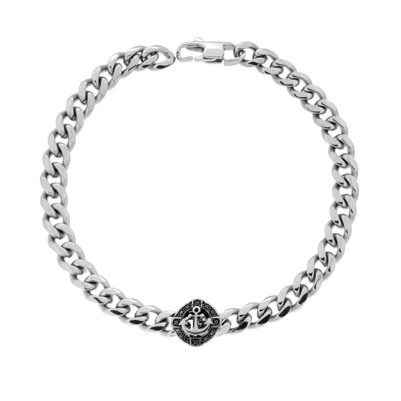 BRACCIALE UOMO CATENA GRUMETTA CON ANCORA IN ACCIAIO