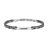 BRACCIALE UOMO MAGLIA IMPERNIATA CON TARGA E CERAMICA E CRYSTAL NERO IN ACCIAIO