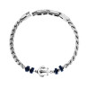 BRACCIALE UOMO CATENA CON PIETRE BLU LAPISLAZZULI E ANCORA IN ACCIAIO