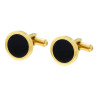 ACCESSORI GEMELLI TONDI CON ONICE NERO IN ACCIAIO COLORE ORO