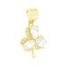 CIONDOLO TRIFOGLIO CON CUBIC ZIRCONIA BIANCHI IN ARGENTO 925 GALVANICA ORO