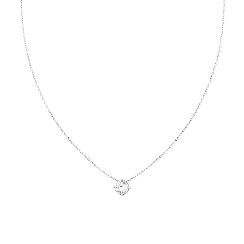 COLLANA CATENA FORZATINA DIAMANTATA CON PUNTO LUCE CUBIC ZIRCONIA BIANCO MM 6 IN ARGENTO 925 GALVANICA RODIO