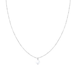 COLLANA CATENA VENEZIANA DIAMANTATA CON PERLA PENDENTE IN ARGENTO 925 GALVANICA RODIO