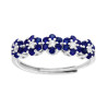 ANELLO VERETTA FIORI CON CUBIC ZIRCONIA BLU ZAFFIRO E BIANCHI IN ARGENTO 925 GALVANICA RODIO