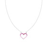 COLLANA CATENA FORZATINA DIAMANTATA CUORE CON CUBIC ZIRCONIA ROSSO RUBINO DEGRADE IN ARGENTO 925 GALVANICA RODIO